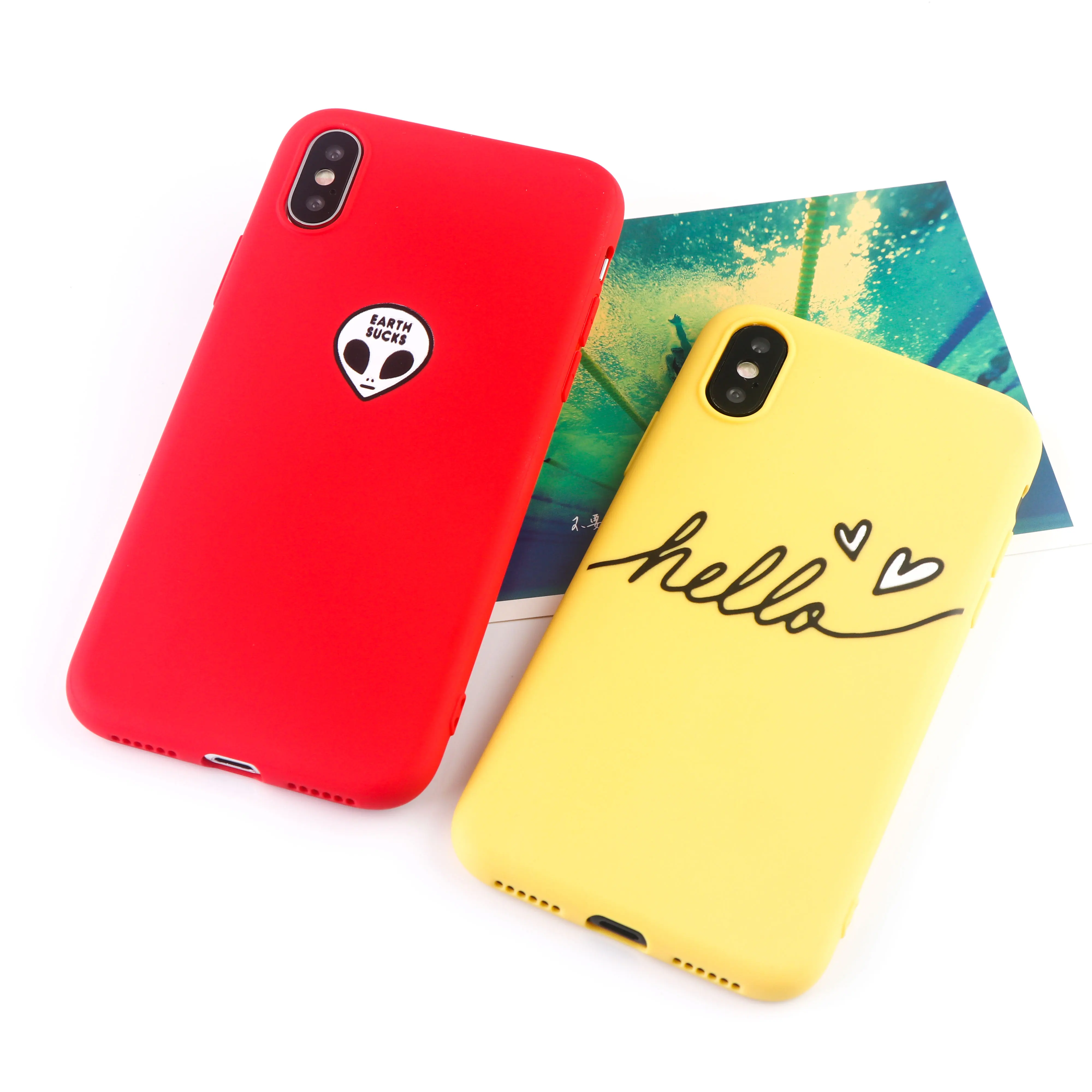 Trendy Letter phone case for iPhone 6s 7 8 11 Plus Pro X XS Max XR Alien cases soft silicone fitted cell Phone Accessories cover |