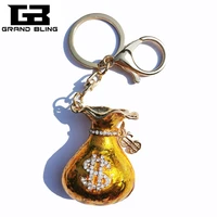 gold tone dollar moneybag style key chain accessory handbag ornament decoration