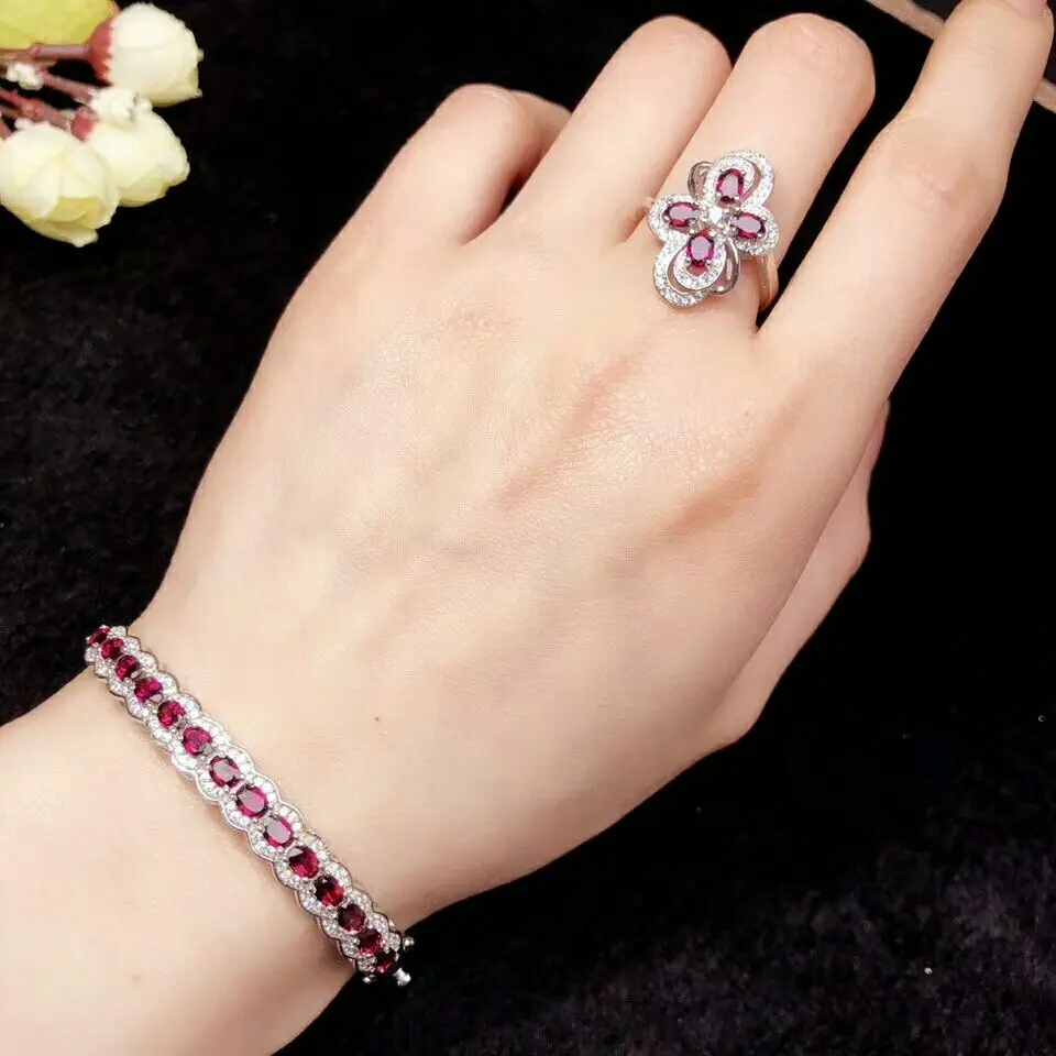 MeiBaPJ натуральный красный пиверс гранат модный набор украшений для женщин