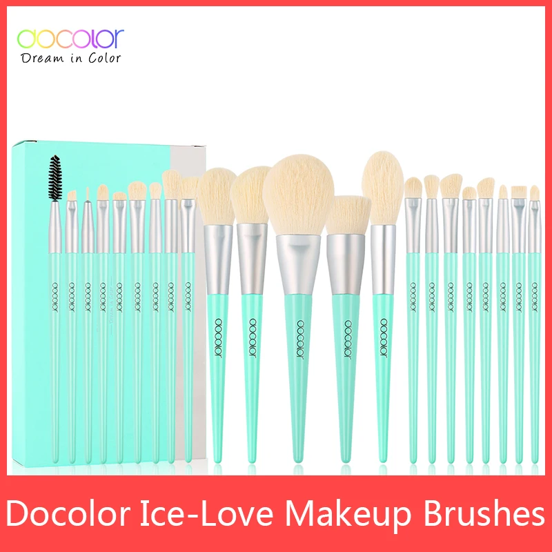 

Docolor 22pcs Professional Makeup Brush Foundation Blending Face Powder Blush Eyeshadow Natural-Synthetic Hair Makeup Brush set