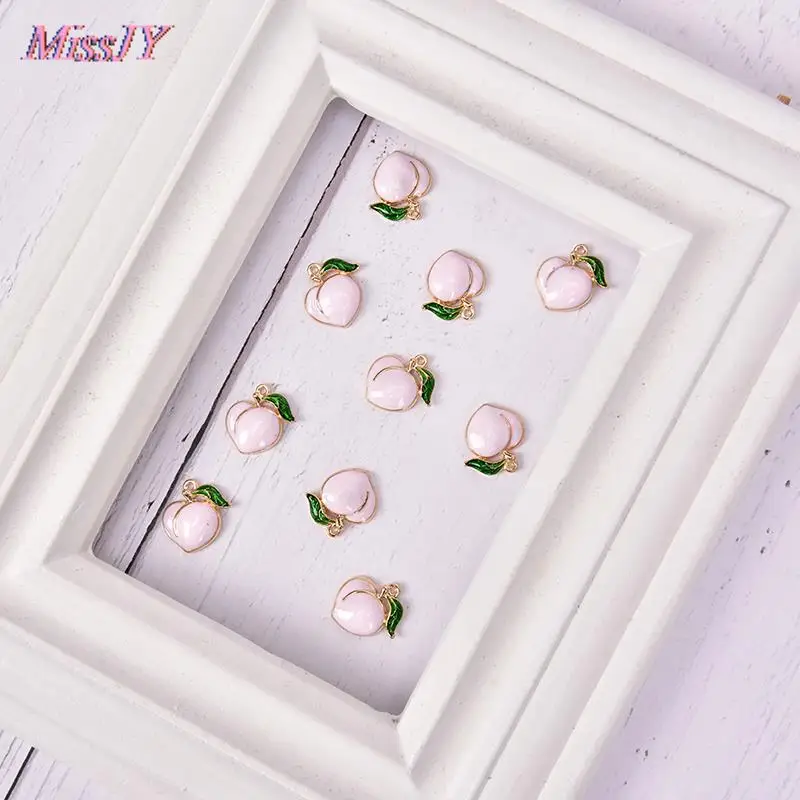 Подвески с фруктами 10 шт.-персики металлические эмалевые подвески для сережек