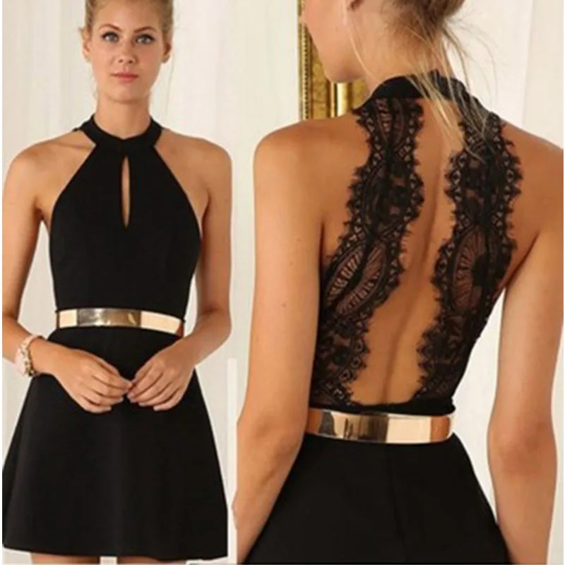 

Women Sexy Bodycon Party Dresses Backless Spaghetti Straps Clubwear Mini Dress low neck drop shipping
