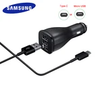 Автомобильное зарядное устройство Samsung, адаптер Micro USB Type-C с двумя USB-портами для Galaxy S20FE S9 A31 A41 A51 A71 M31 M40S