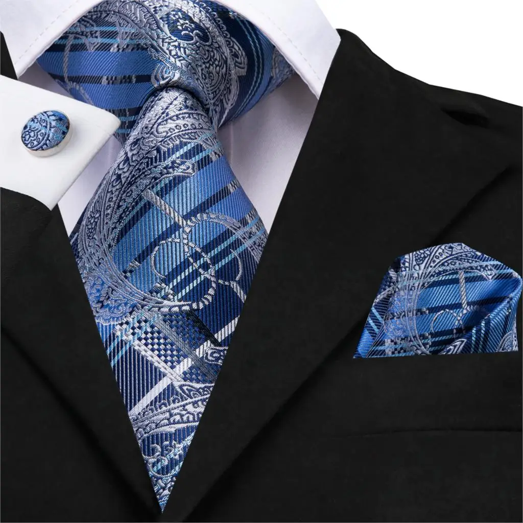 C-3261 Hi-Tie Шелковый мужской галстук набор Hanky запонки набор галстуков для мужчин роскошный Пейсли золотой красный зеленый роскошный галстук для свадебной вечеринки - Цвет: C-3261