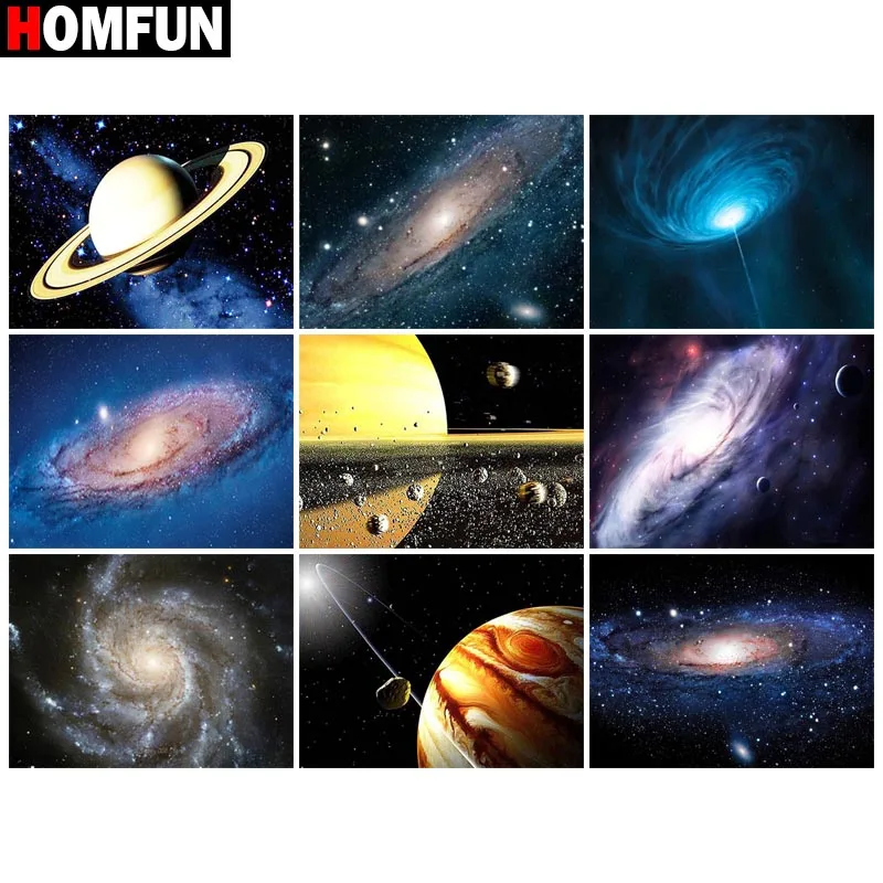 Алмазная живопись HOMFUN картина с квадратными/круглыми стразами звездное небо