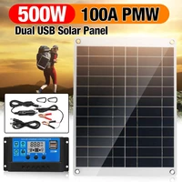 500w solar power system solar panel kit battery charger 100a solar charge controller home grid camp phone pwm