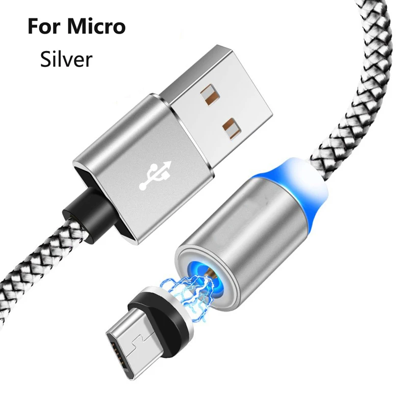 Магнитное USB быстрое зарядное устройство автомобильное зарядное устройство Micro usb type C кабель для быстрой зарядки для iPhone 11 Pro MAX Honor 5 5A 5C 10 20 Pro Кабель - Цвет: For Micro Silver