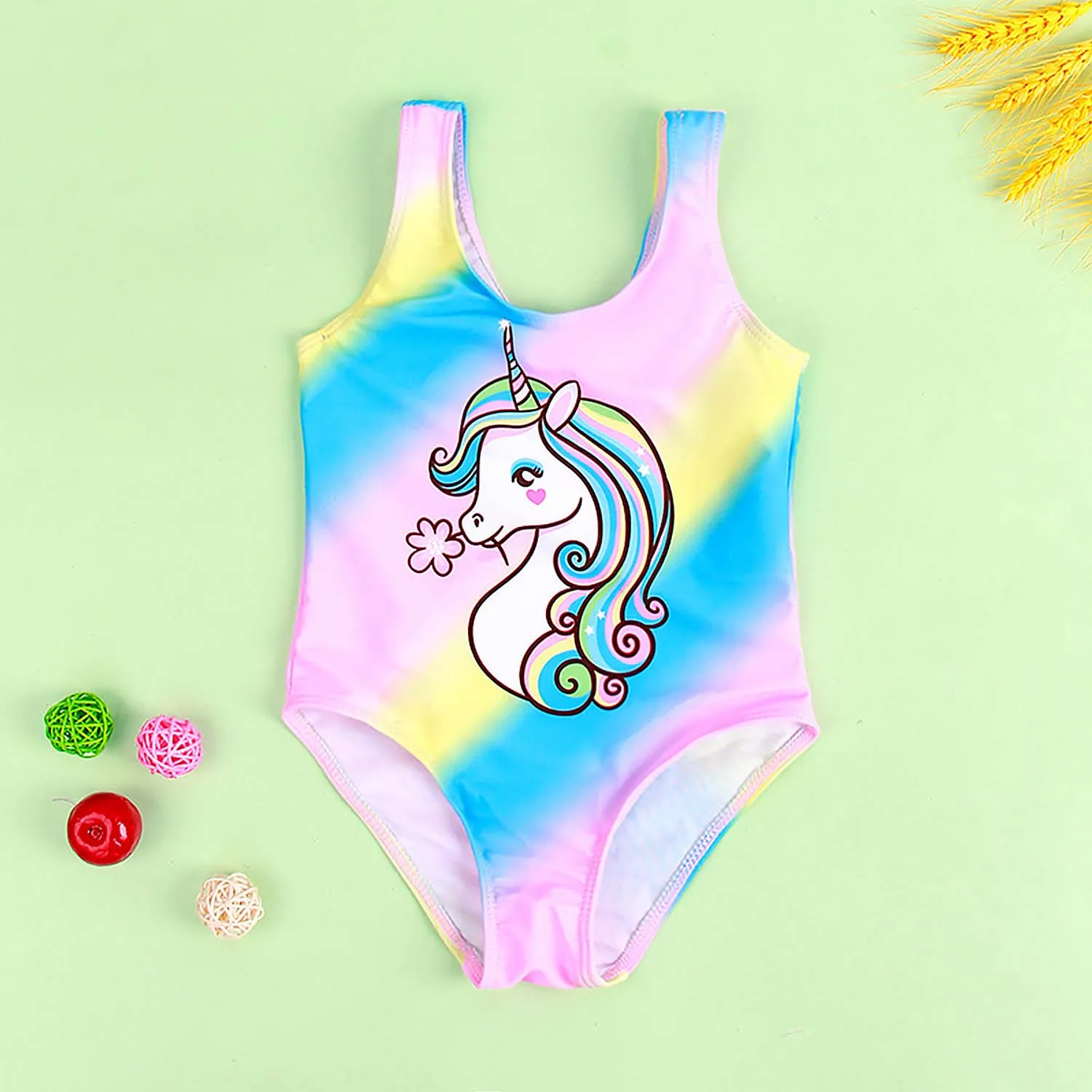 

2022 New Summer Girls Swimsuit One Piece Swimsuit Bathing Suit 2-10 Years Unicorn Children's Swimwear Bikini Bathing Suit