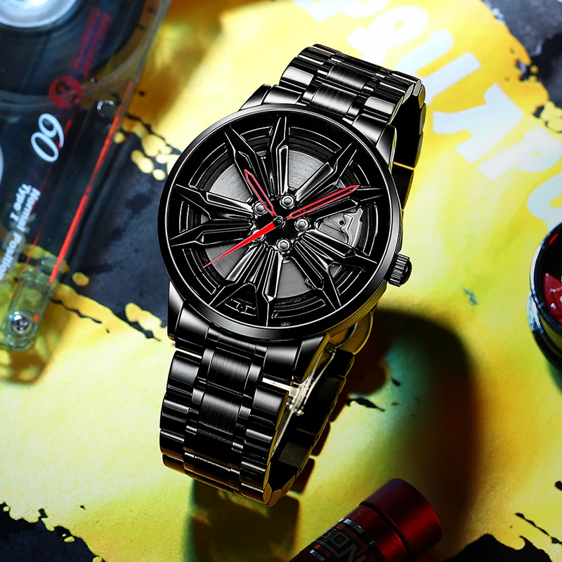 Новые мужские спортивные водонепроницаемые наручные часы NIBOSI с колесами для