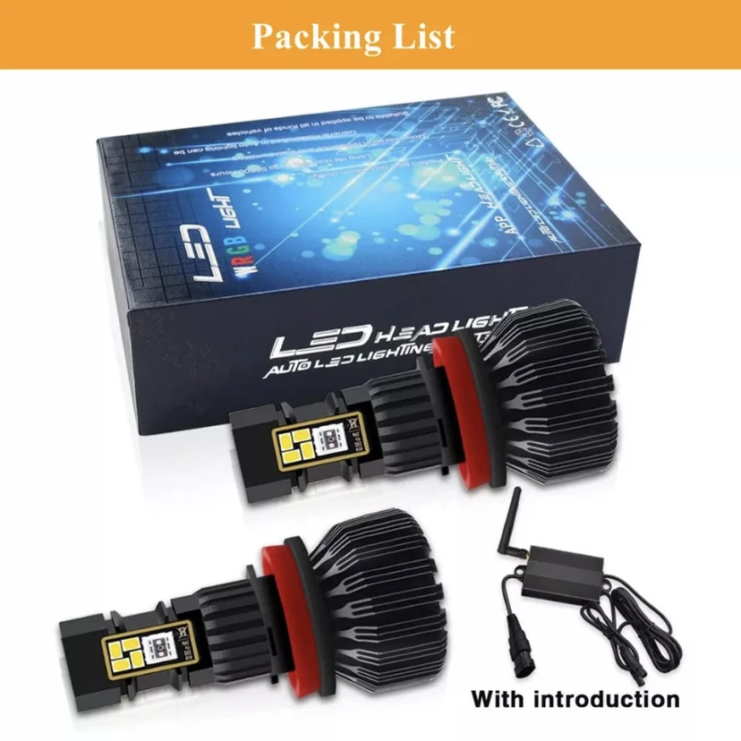HaoXuan APP Bluetooth Control RGB Car LED Headlight Changeable Color Light H16 5202 H8 H11 9005 9006 Auto Head Lamp H7led Bulbs |