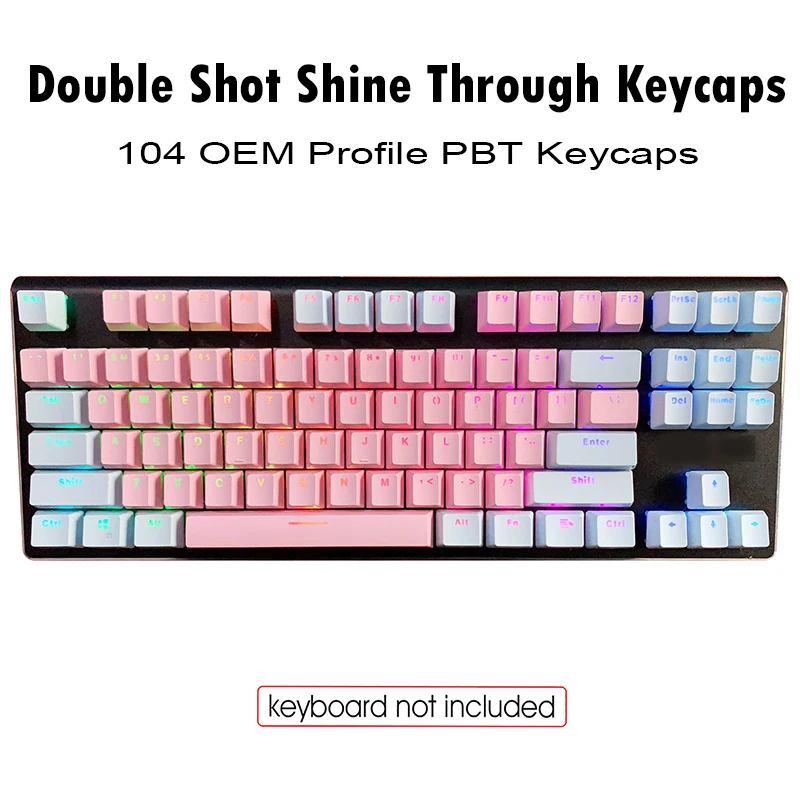 

104 PBT Blacklight Keycap OEM Profile Double Shot Shine Through Keycaps For Mechanical Keyboard Cherry MX Double Shot Key Caps