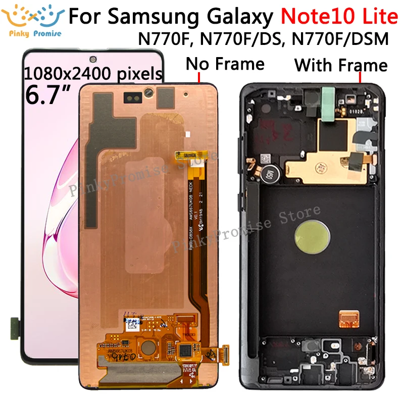 6.7'' Original Screen for Samsung Galaxy Note 10 Lite Lcd Display Touch Digitizer With Frame For Note10 N770 |