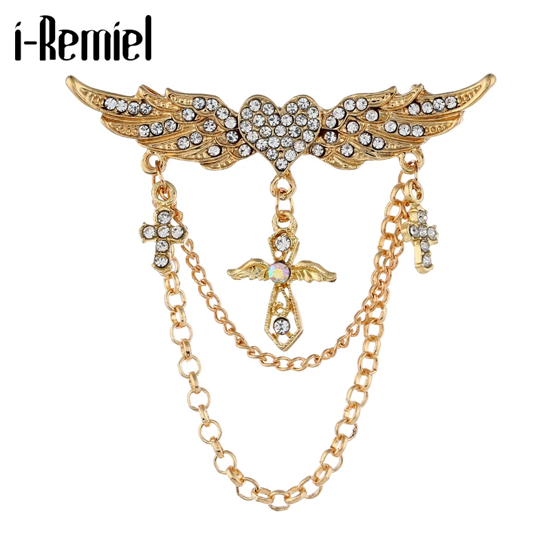 Модная новинка Золотая брошь с ангелом в виде крыла любви Длинная цепочка