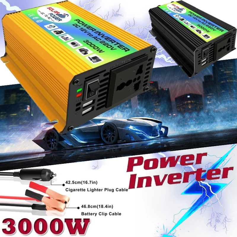 Инвертор солнечной энергии от Peaks Power 3000 Вт 12 В до 110/220 переменного тока встроенный