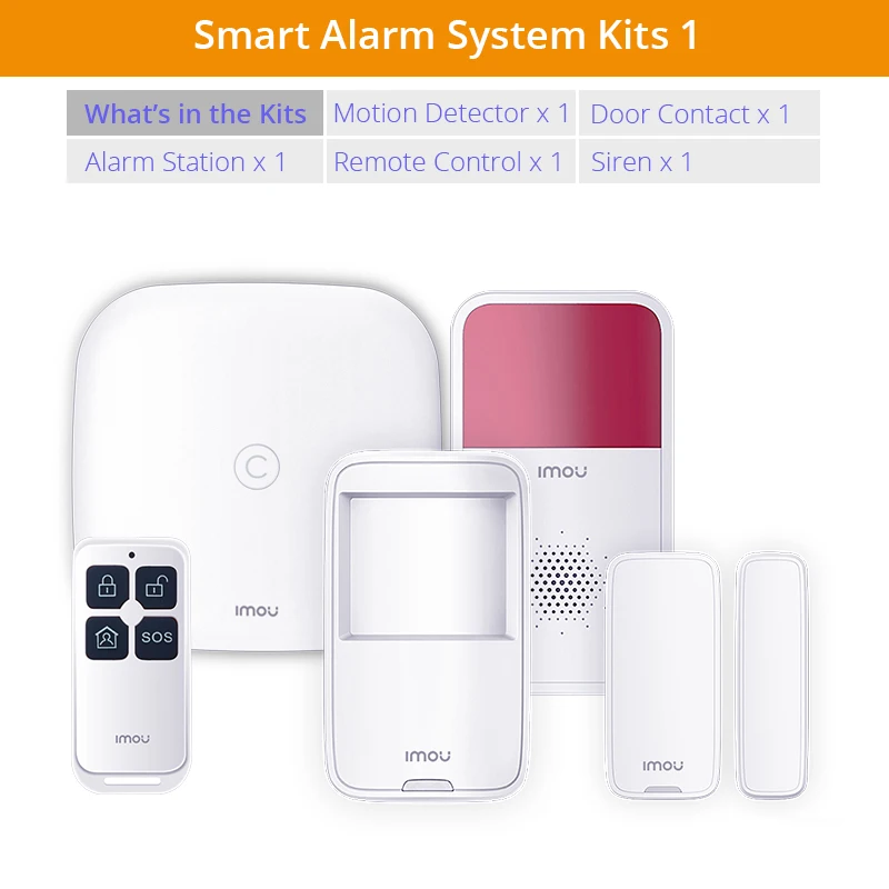 Alarm System Kits 1 Dahua Imou умная сигнализация с сигнализацией детектор движения дверной контакт сирена дистанционное управление Умный дом решение безопасности - Цвет: Alarm System Kits 1