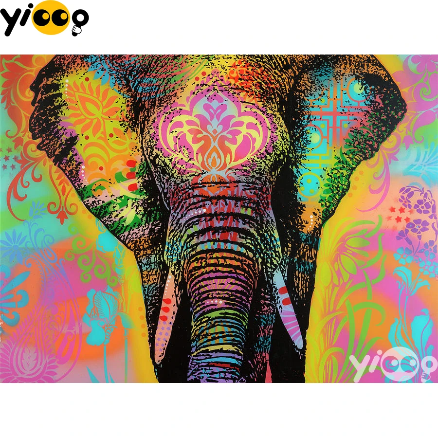 

Full Square/Round Diamond Embroidery Colorful Elephant 5D Diamond Painting Rhinestone Mosaic Home Decor Gift BX2560