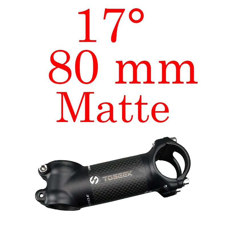 angle 17 Matte 80mm TOSEEK Горный/Шоссейный велосипед Алюминий углерода стволовых коробку подлинной угол 6/17 матовый черный 31,8*60/70/80/90/100/110120 мм 145 г рулевая колонка велосипеда - Цвет: angle 17 Matte 80mm