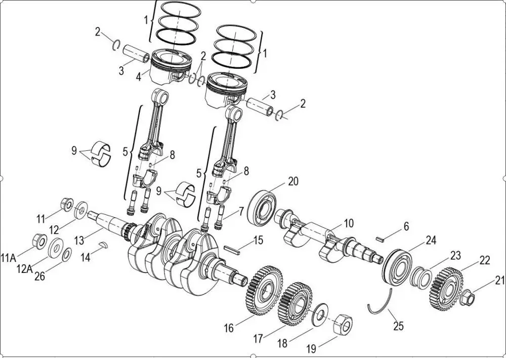 Коленчатый вал шатун поршневое кольцо роликовый подшипник распределительный