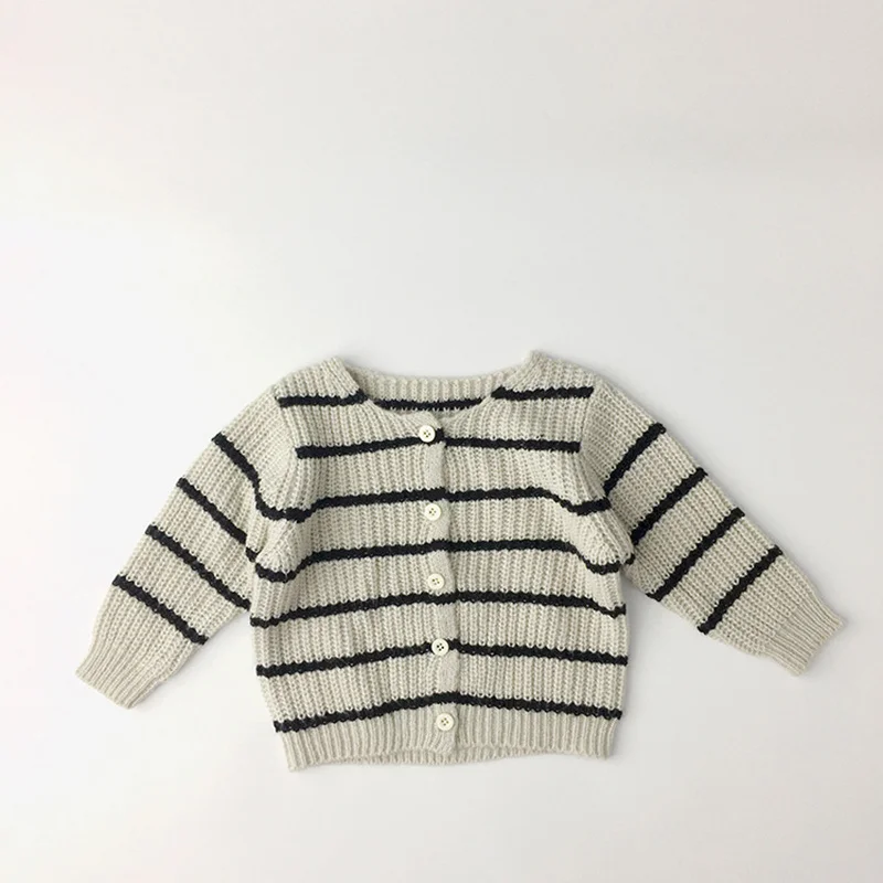 

Girls Cardigan Sweater Top Baby Children Clothing New Boys Girls Knitted Striped Thin Loose Cardigan Sweater Newborn Outerwear