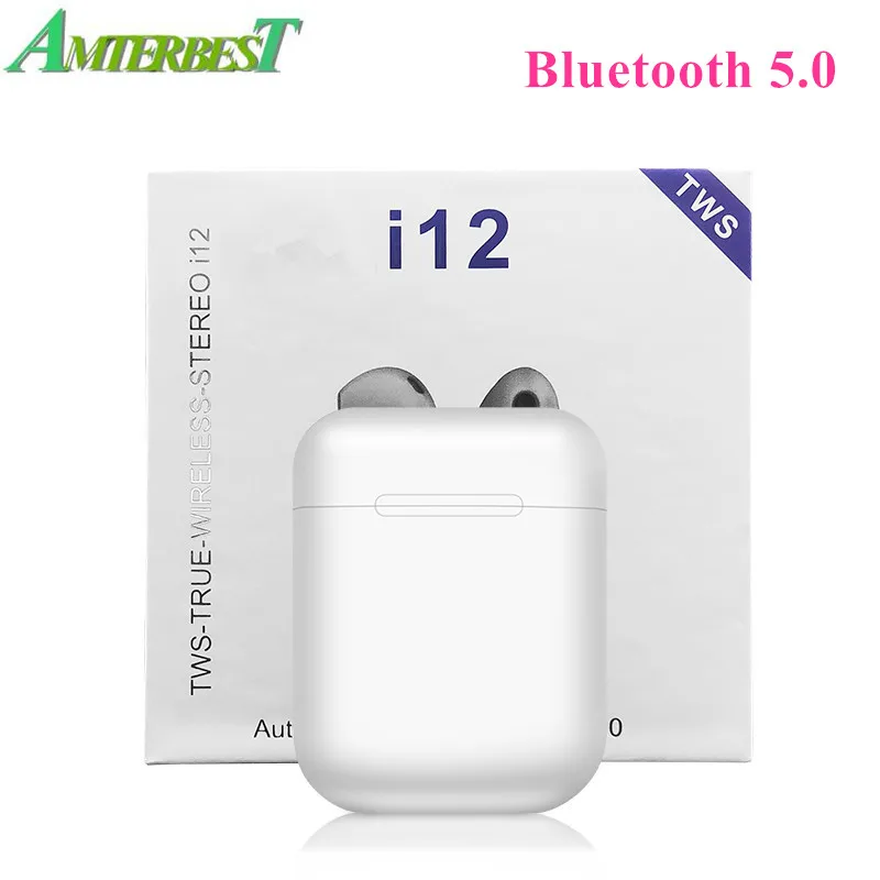 AMTERBEST I12 Tws всплывающие bluetooth-наушники Беспроводные наушники с сенсорным управлением гарнитура с зарядным устройством Pk I20 I10 I30 I60 I200 Tws - Цвет: Белый