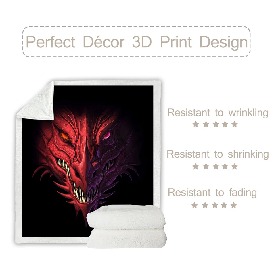 Плед BeddingOutlet с красным драконом покрывало головой зла 3D плюшевое для кровати