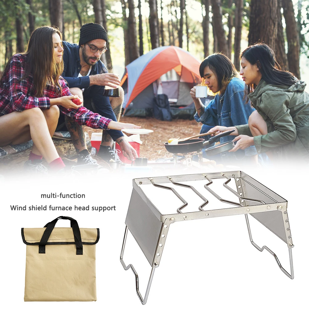 

Ultralight Folding Stove Stand Stainless Steel Charcoal Barbeque Grill Bracket Holder Windproof Outdoor Camping Hiking Accessory