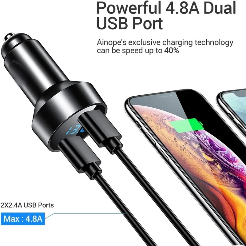 Автомобильное зарядное устройство с двумя USB-портами 24 Вт 4 8 А | Мобильные