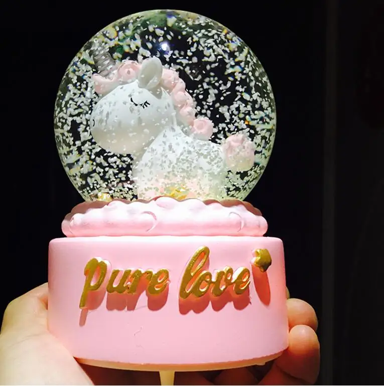 727 новый продукт с освещением снежинка хрустальный шар музыкальная шкатулка