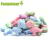 fosmeteor new 5pcs mini dinosaur shape silicone beads baby toys molar teether diy pacifier chain jewelry accessories teether