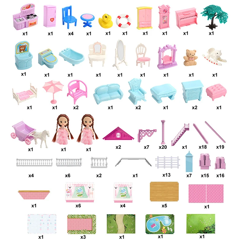 Большой кукольный домик сделай сам для детей Барби кровать диван стол кукольная