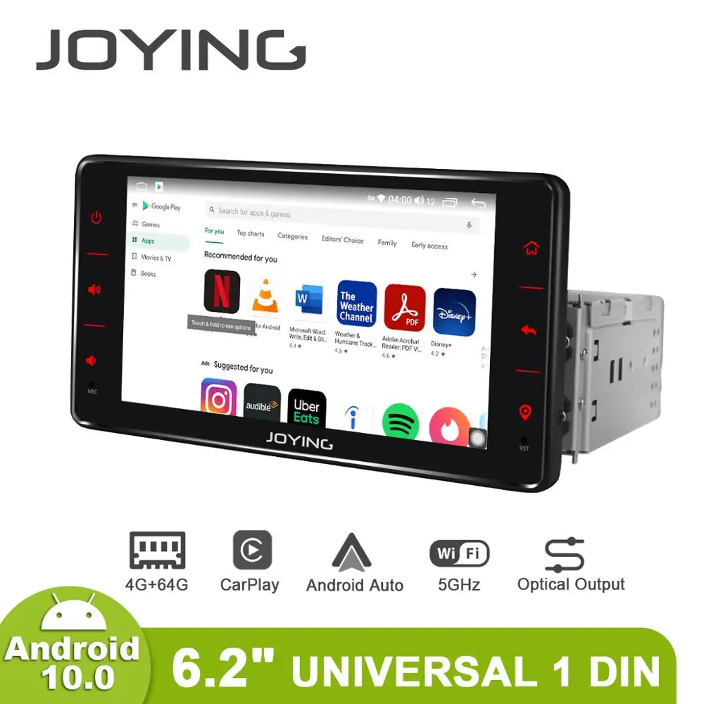 

Автомагнитола на Android 10, 6,2 дюйма, 4 + 64 ГБ, 4G, Carplay, Android