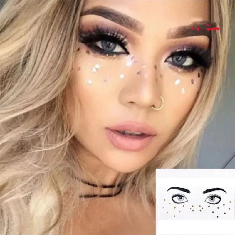 Золотая временная тату наклейка стразы поддельные наклейки блестящие веснушки