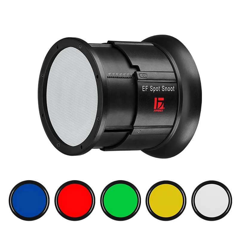 Jinbei EF-LED Spot Snoot с 5 цветными магнитными гелевыми наборами 115 мм линзы Френеля