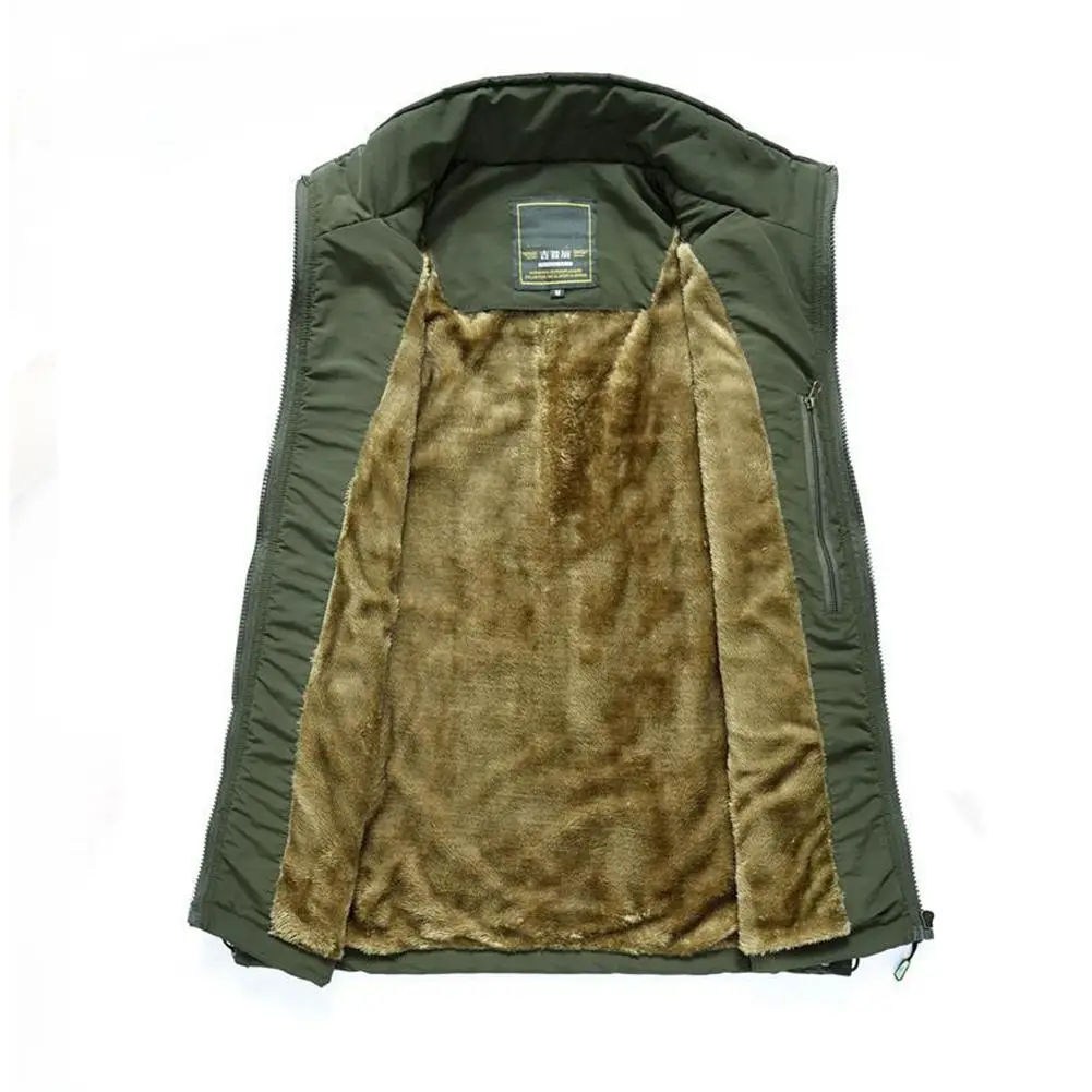 Зимний мужской флисовый теплый жилет с множеством карманов осенний повседневный