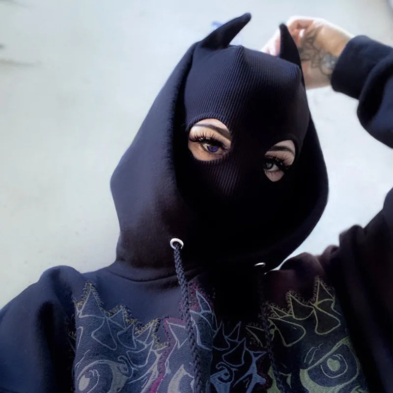 YUNBBZ Хэллоуин Вечеринка полное лицо крышка 2 отверстия Готическая Балаклава шляпы