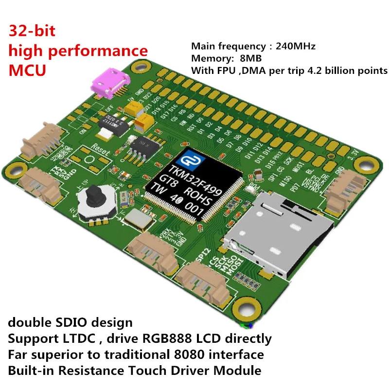 Плата оценки разработки STM32 прямой привод RGB888 LCD 32 бит MCU 8 Мб карта памяти