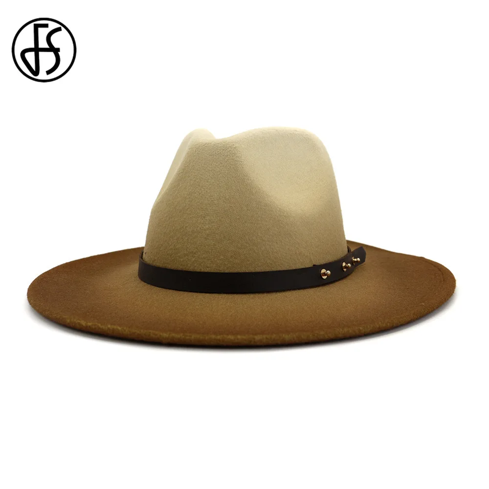 FS/модная шляпа с широкими полями для церкви Дерби Панама градиентный цвет