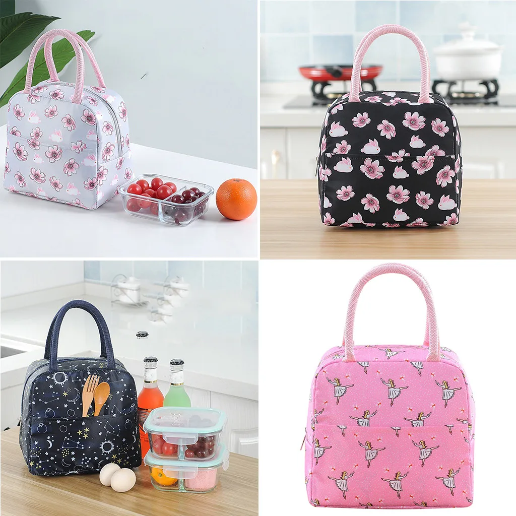 Сумка для еды bolsa termica, модная сумка для обеда, портативная, водонепроницаемая, толщина, для пикника, школы, офиса, с цветочным принтом, d90814