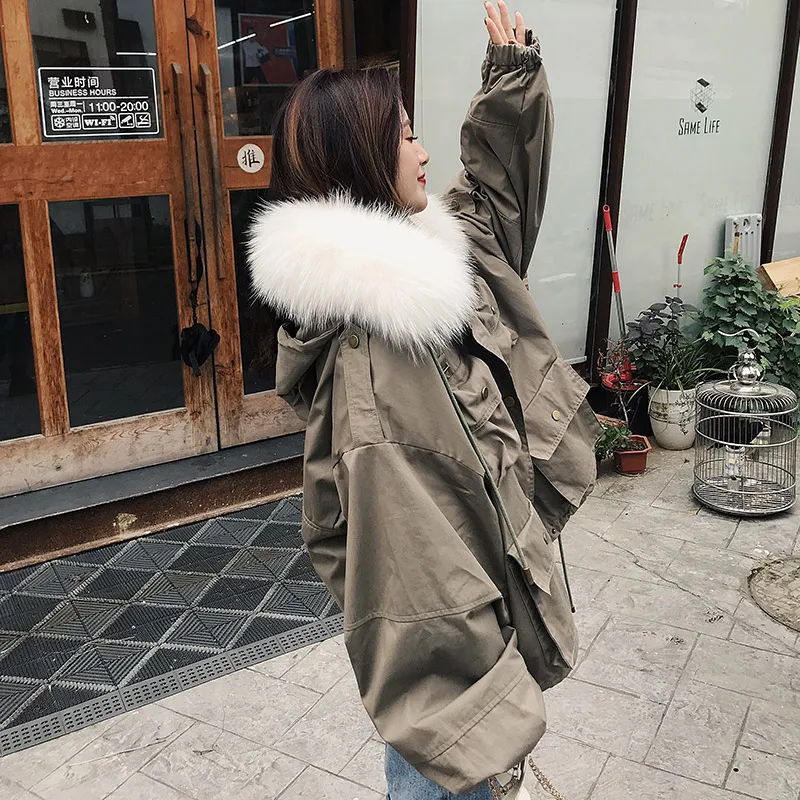 Бесплатная доставка * 2019 тканевое пальто пуховик из меха кролика Рекс куртка с
