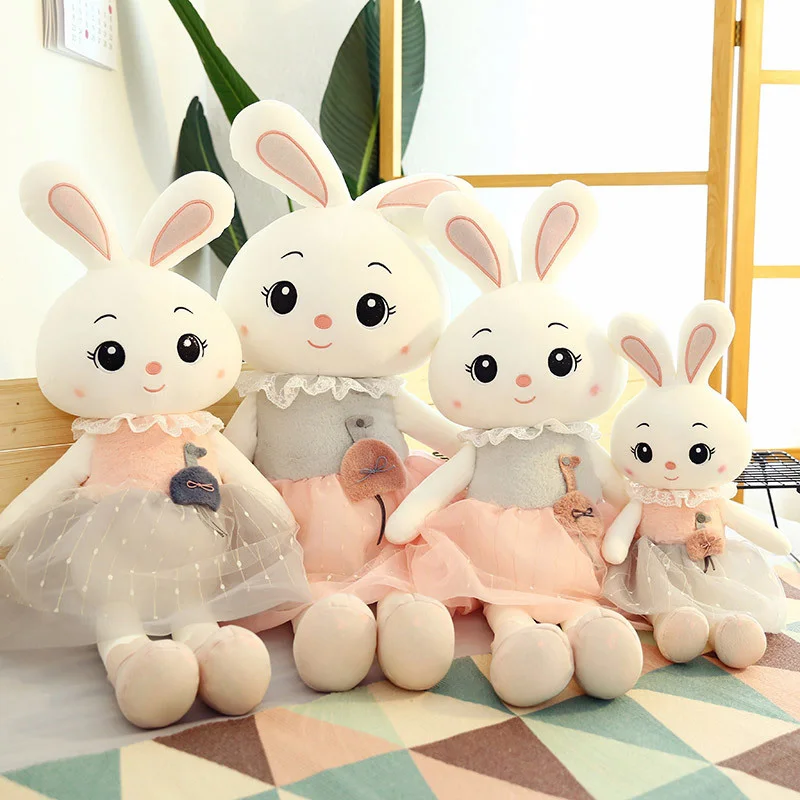 Kawaii Cartoon Rabbit Doll Plush Toy Cute Pet Girl Heart Bunny Doll Child Sleeping Pillow Child Holiday Gift Bedroom Decoration