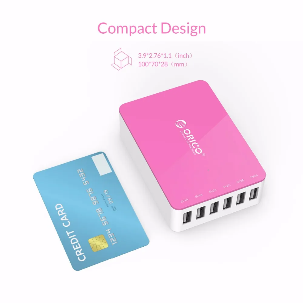 Зарядное устройство ORICO настольное с 6 USB портами 5 В 2 4 А 50 Вт|Зарядные устройства