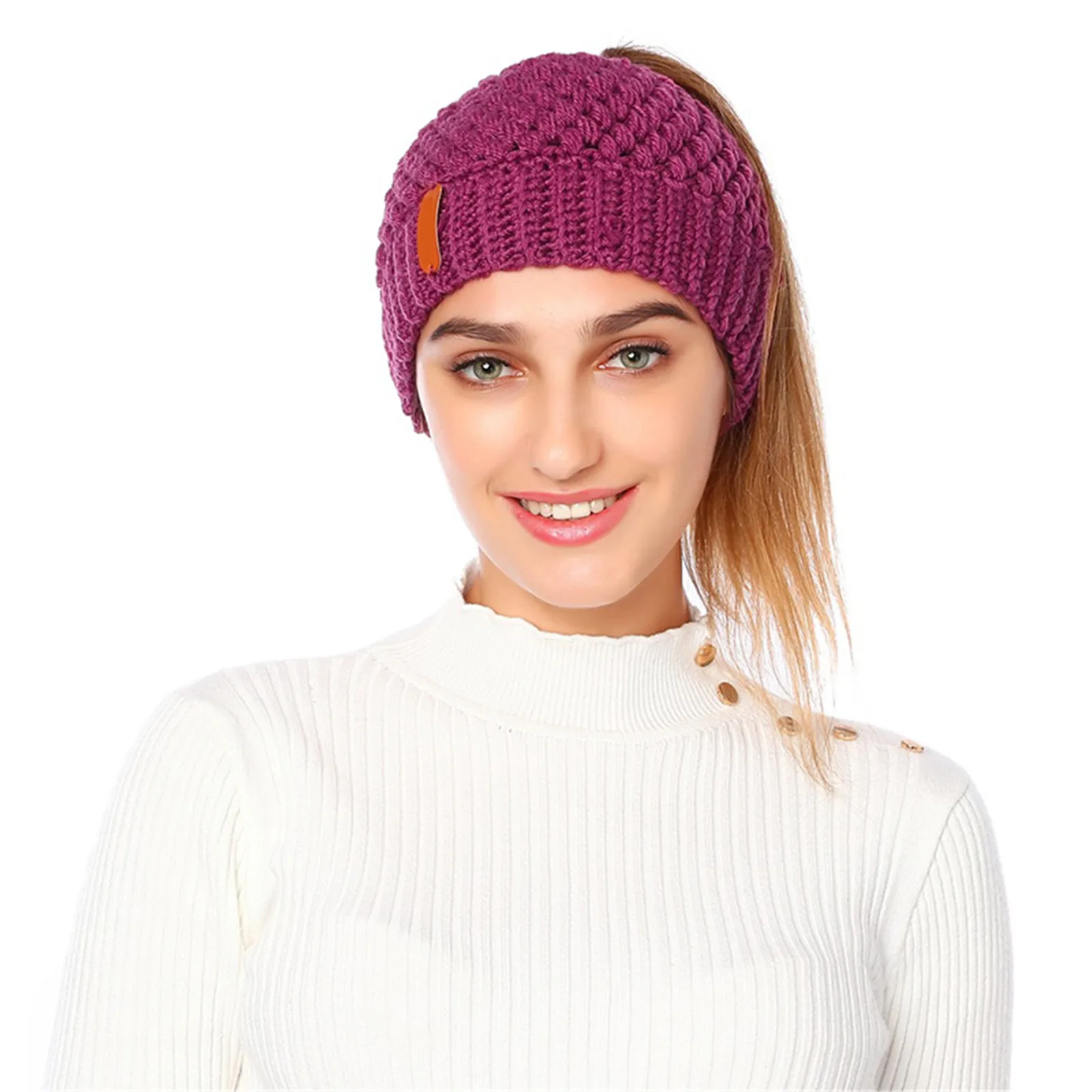

2020 Fashion Women Knit Beanie Hats Solid Color Empty Top Hats Knit Beanie Hat Winter Headwear For Women Man Sombreros De Mujer