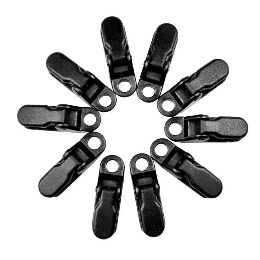 

10pcs/batch travel outdoor camping plastic double hole tent rope adjustable buckle curtain alligator clip factory brand clip