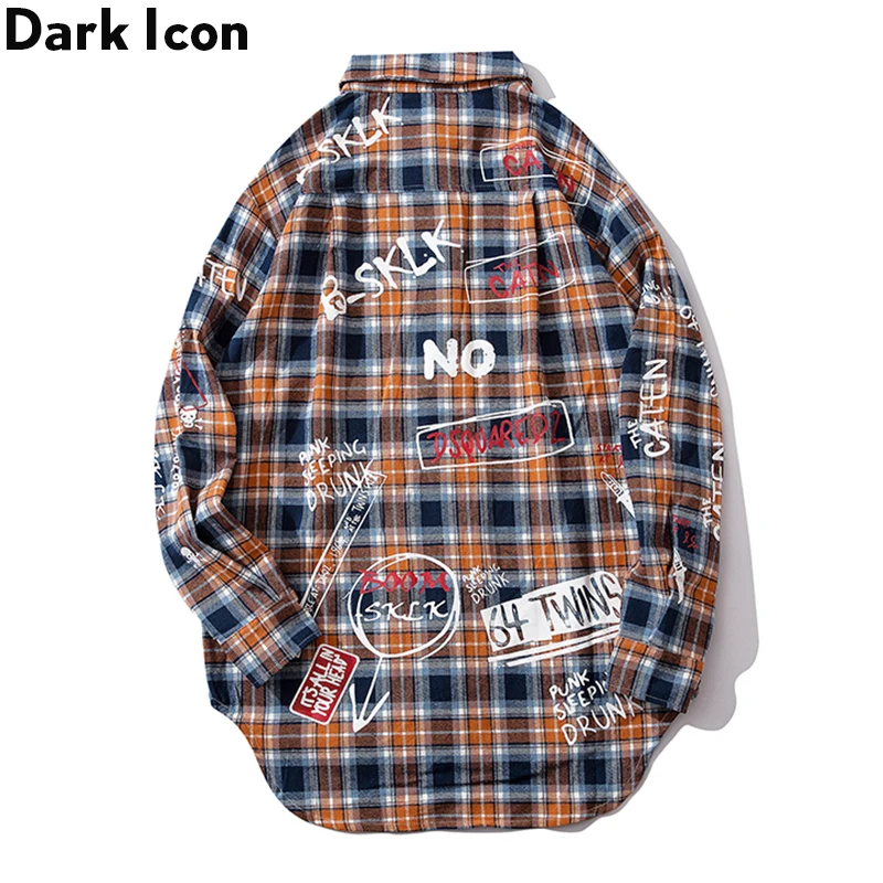 Темно икона граффити клетчатая рубашка мужская передняя короткая задняя длинная