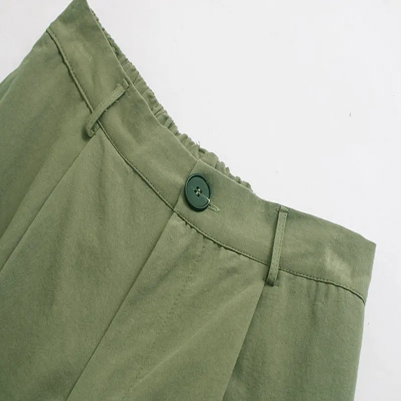 Повседневные женские брюки-карго армейский зеленый 100% прямые штаны хлопковые
