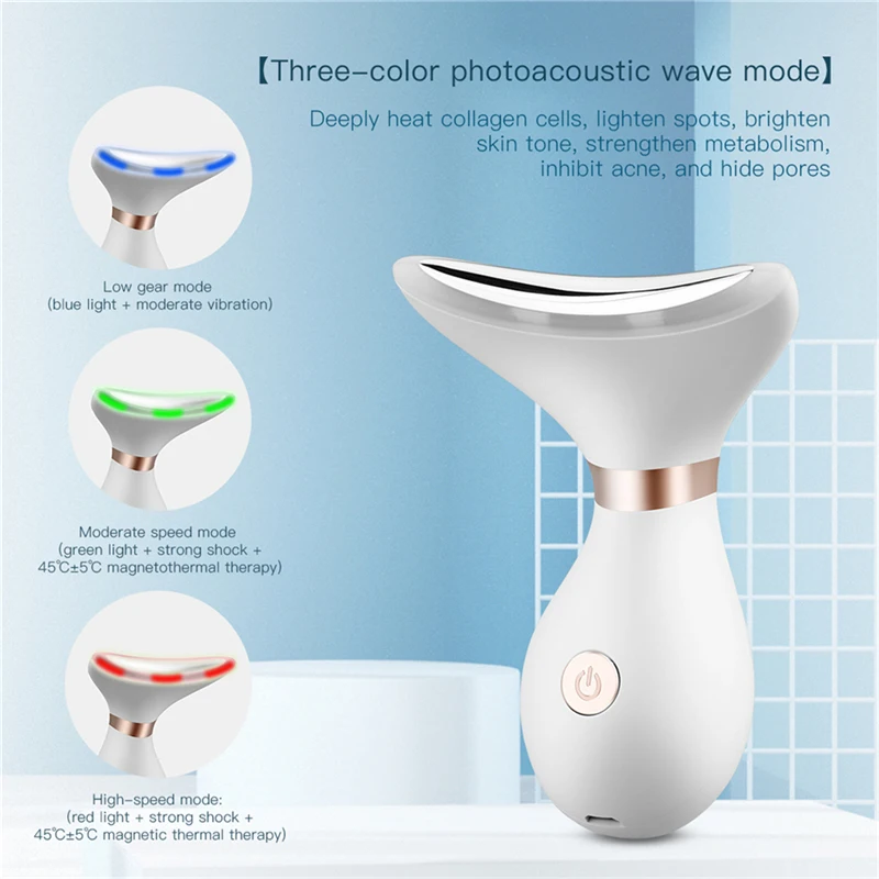 

Neck Skin Care Beauty 9in1 Device RF&Wrinkle Removal EMS Tighten Facial Neck Massager LED Photon Therapy Heating LiftingFace