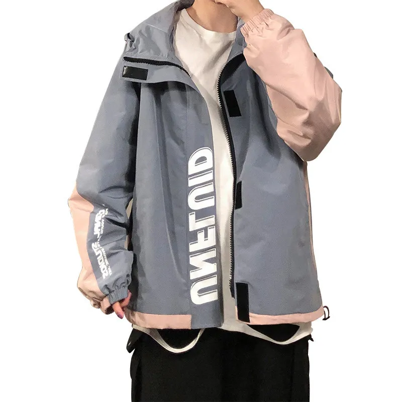 

Zip Up Men Jacket Spring Autumn Fashion Brand Loose Coats Male Hooded Jacket Men's Tide Brand Wild Couple Jacket Mens Clothing