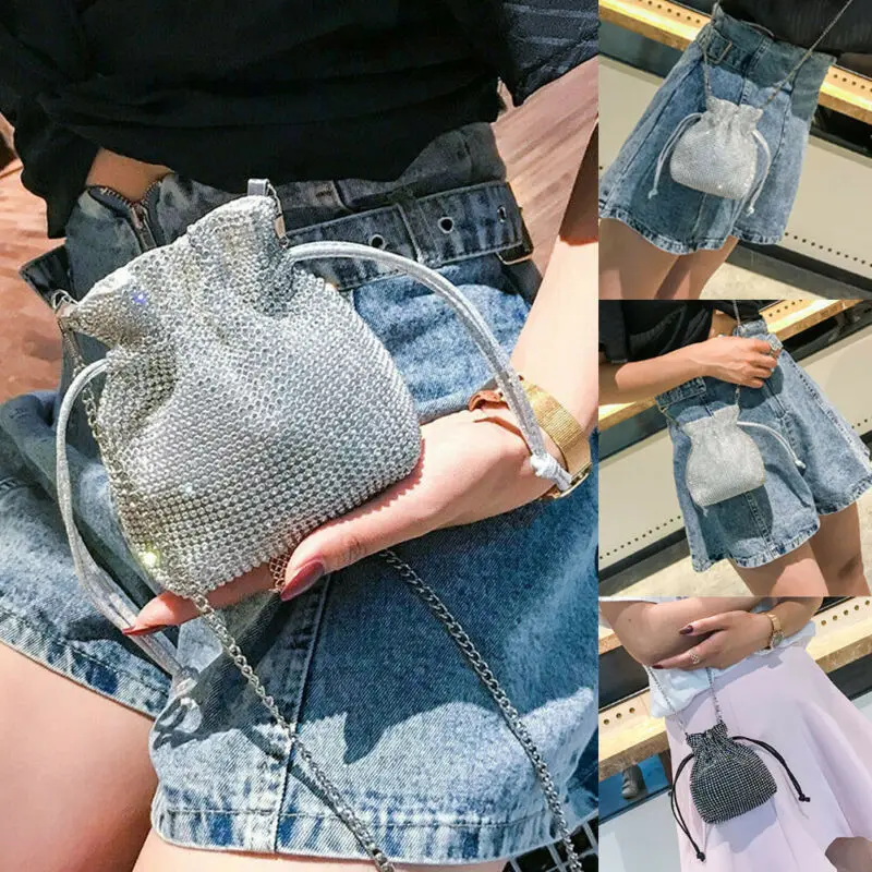 Женская сумка клатч стразы Бриллиантовая цепь через плечо|Сумки с ручками| |