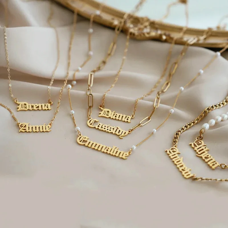 Handmade Custom Stainless Steel Name Necklace Various Punk Chain Selection Fashion Charm Personalized Jewelry Gift Couple Choker