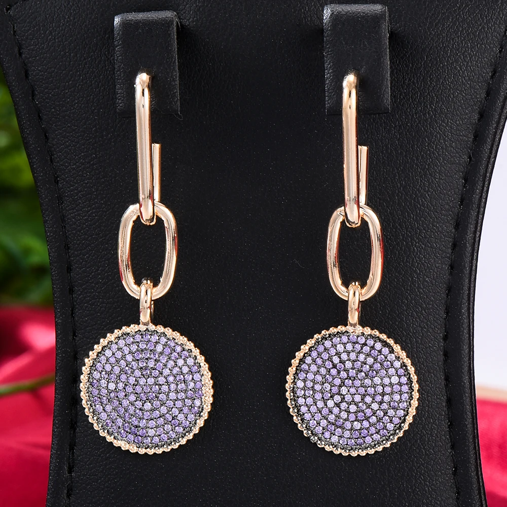 

Charms Luxury Cute Round Vintage golden Drop Earring Full Mirco Paved Crystal Zircon Dubai Wedding Fashion Jewelry earring
